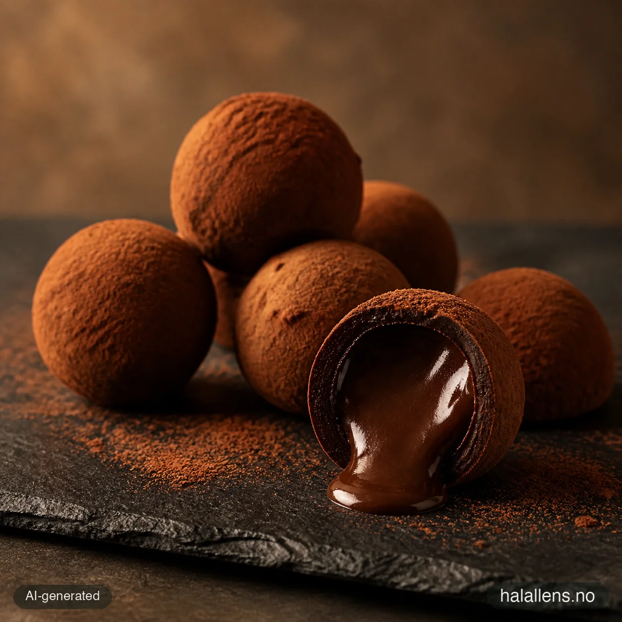 Chocolate truffles with molten ganache center (AI-generated illustration)