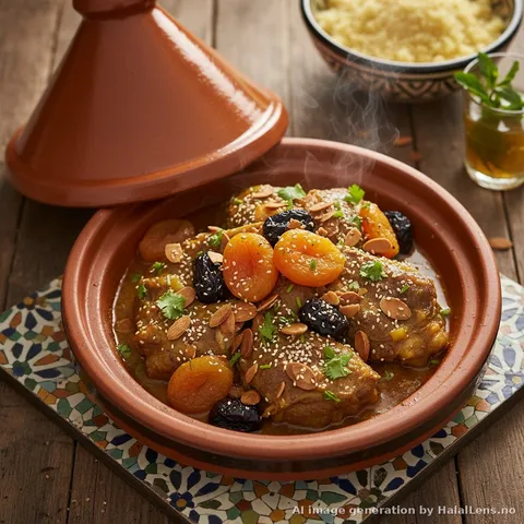 Lamb Tagine (Moroccan Slow-Cooked Stew with Apricots and Almonds)