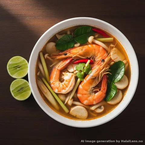 Tom Yum Goong Thai hot and sour shrimp soup with herbs